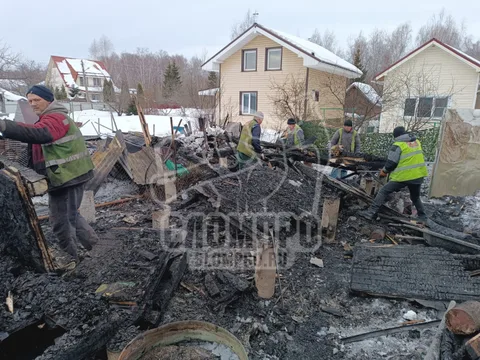 Демонтаж сгоревшей бани в Подольске